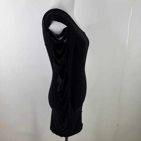 Vegas Royalty Black One Shoulder Cutout Mini Bodycon Dress Size Small - Picture 6 of 9